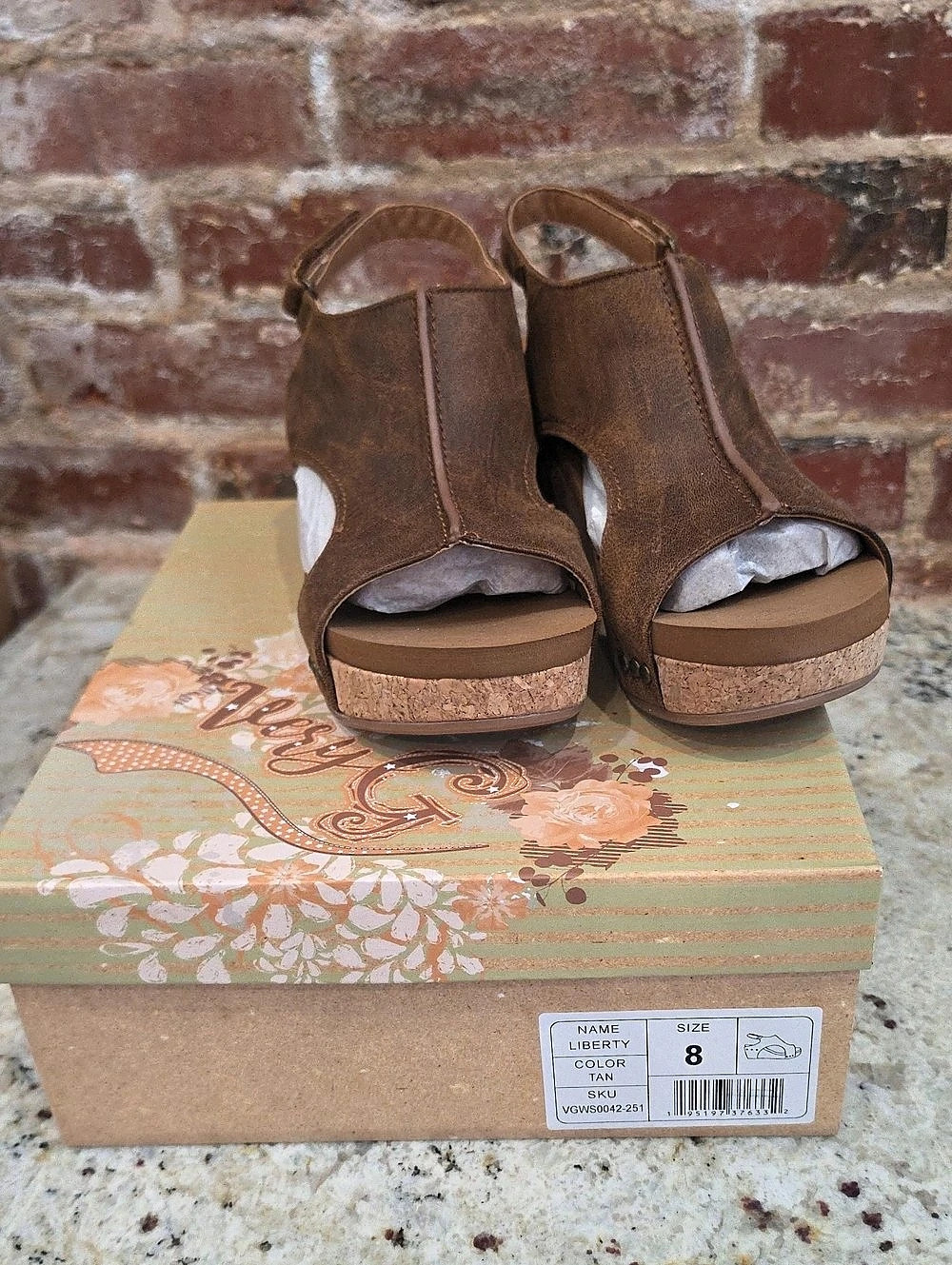Brown Wedge Sandals US 8 - 1668